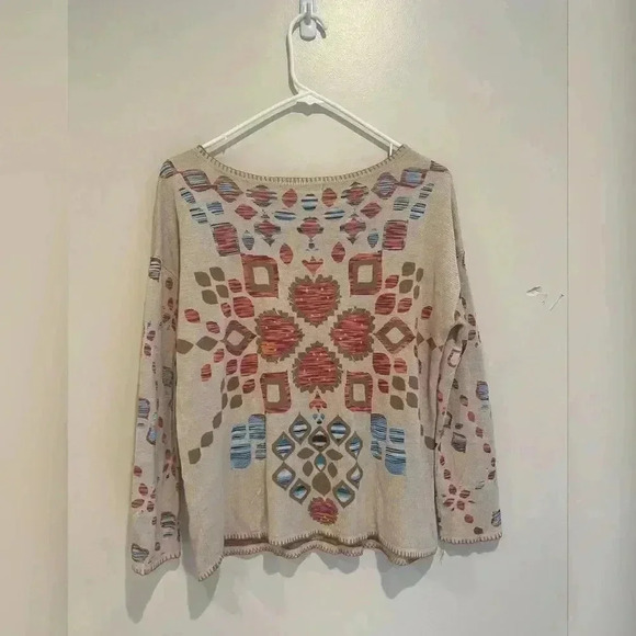 Gypsy 05 Global Village Girisha Intarsia Boho Pullover Sweater - Picture 1 of 5